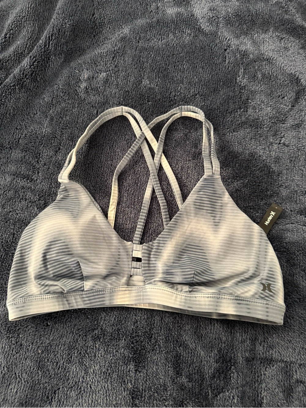 Hurley Light Gray Strappy Bikini Top